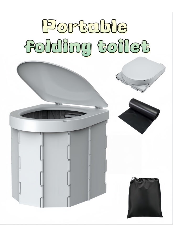 Portable Toilet, Outdoor Camping Toilet Fishing Toilet Camper van Toilet Collapsible Toilet Bucket Portable Loo Camping Loo Camping WC (Grey) - Image 1